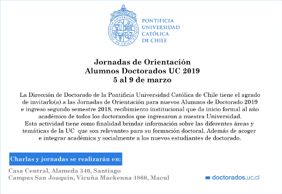 Jornada de Orientación Alumnos Doctorados UC 2019