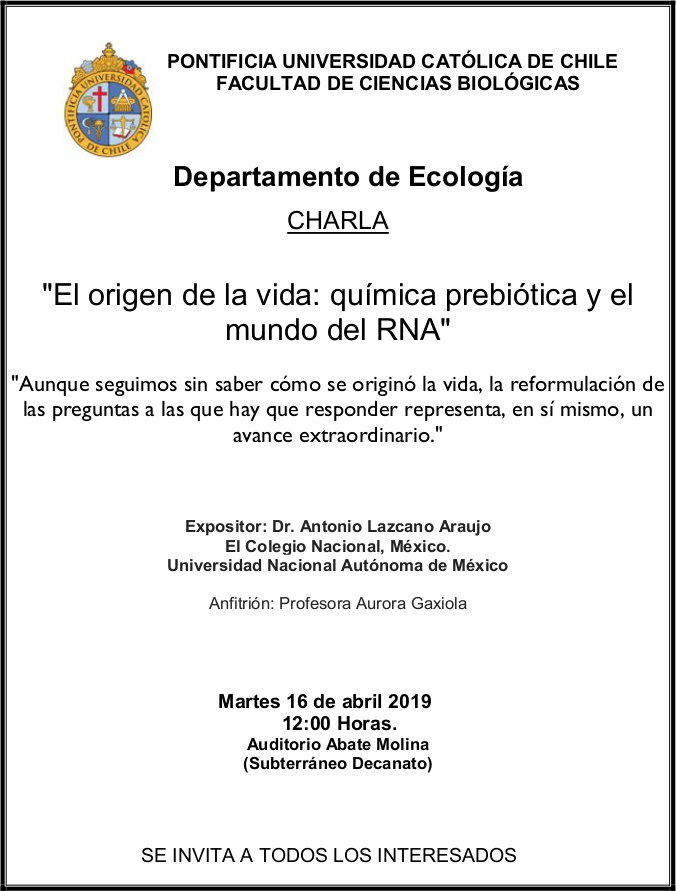 Charla Dr. Antonio Lazcano 2019