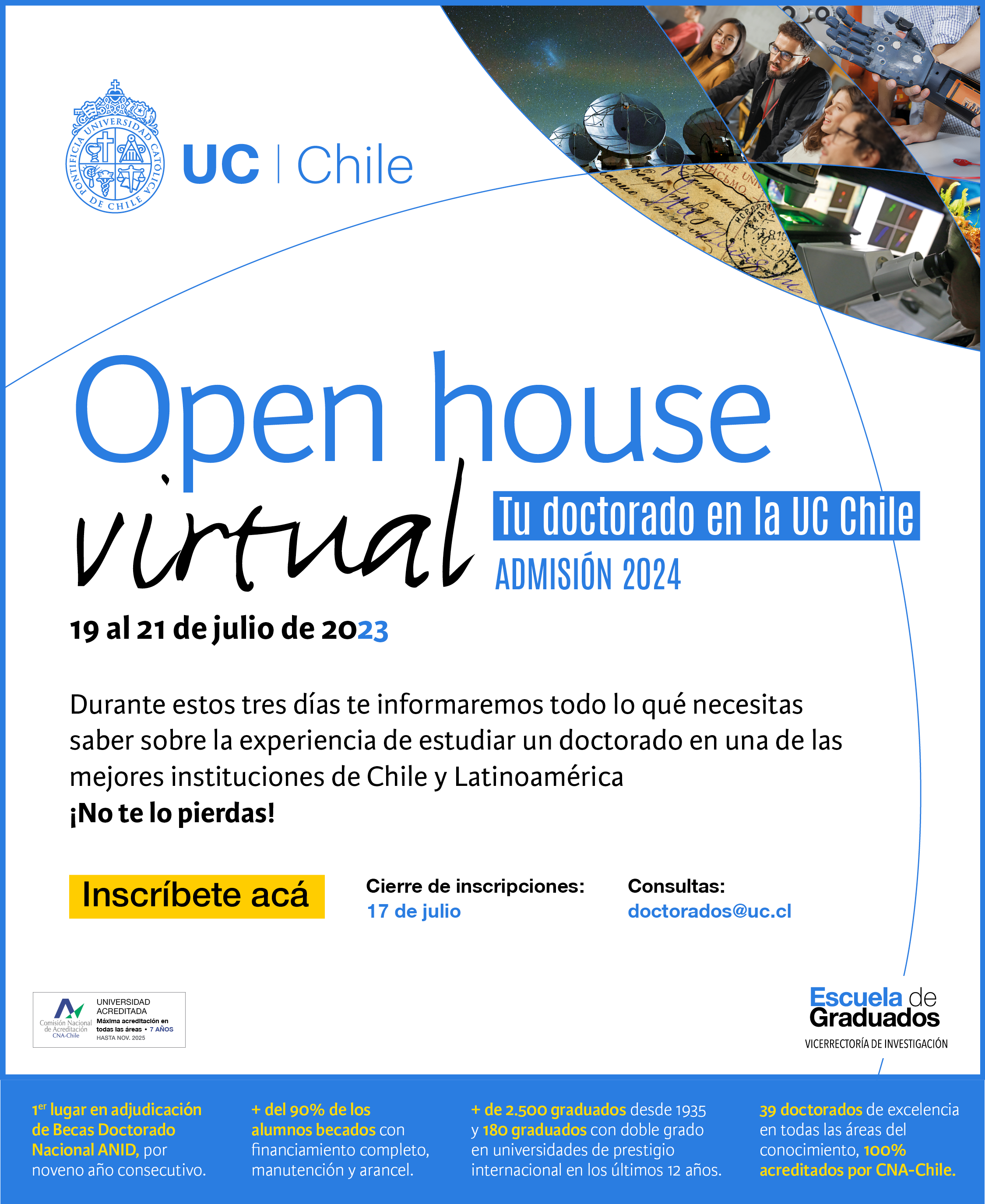 INSCRIPCIÓN OPEN HOUSE VIRTUAL ADMISIÓN 2024 Doctorado en Ciencias