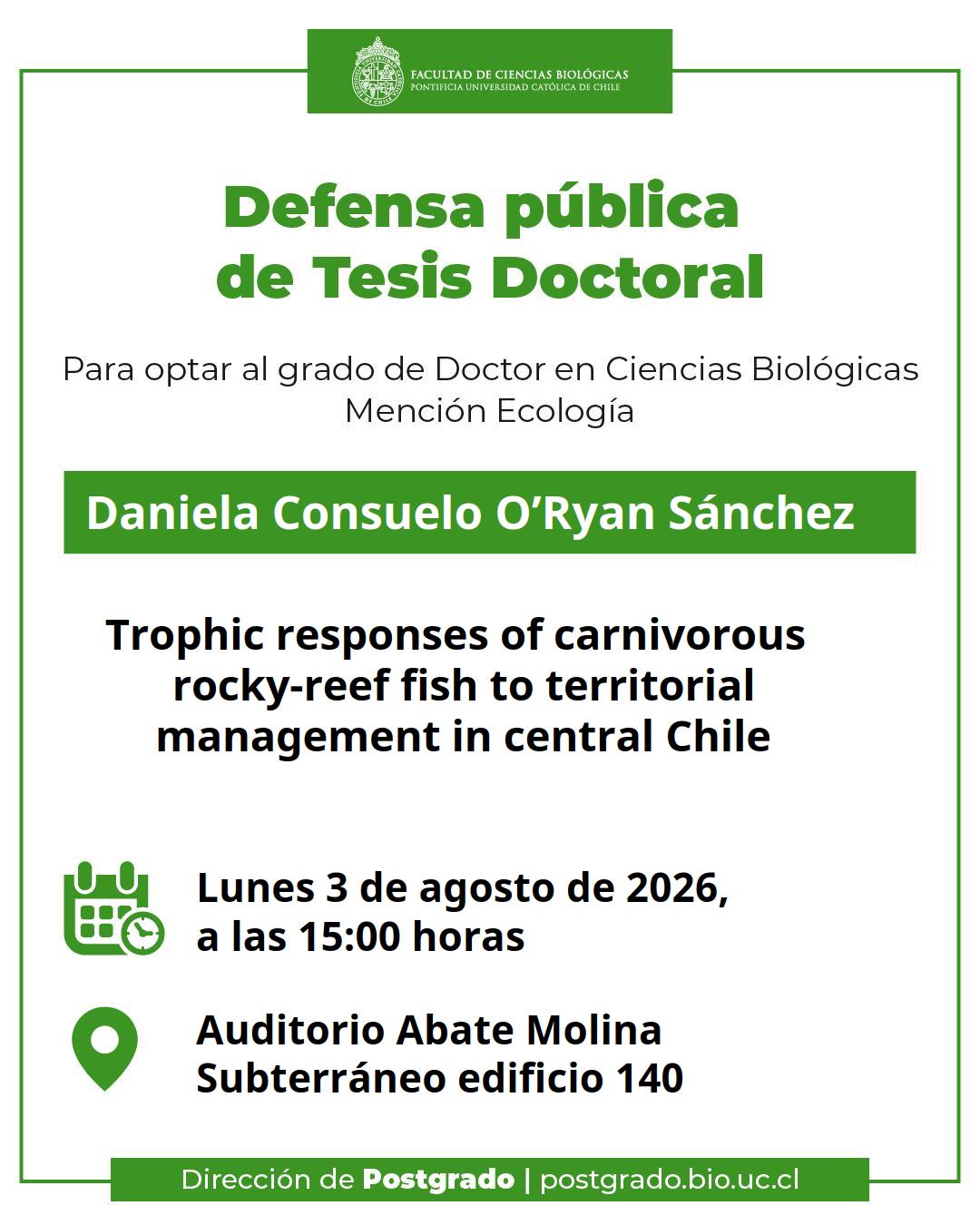 Defensa Pública de Tesis Doctoral Daniela O'Ryan